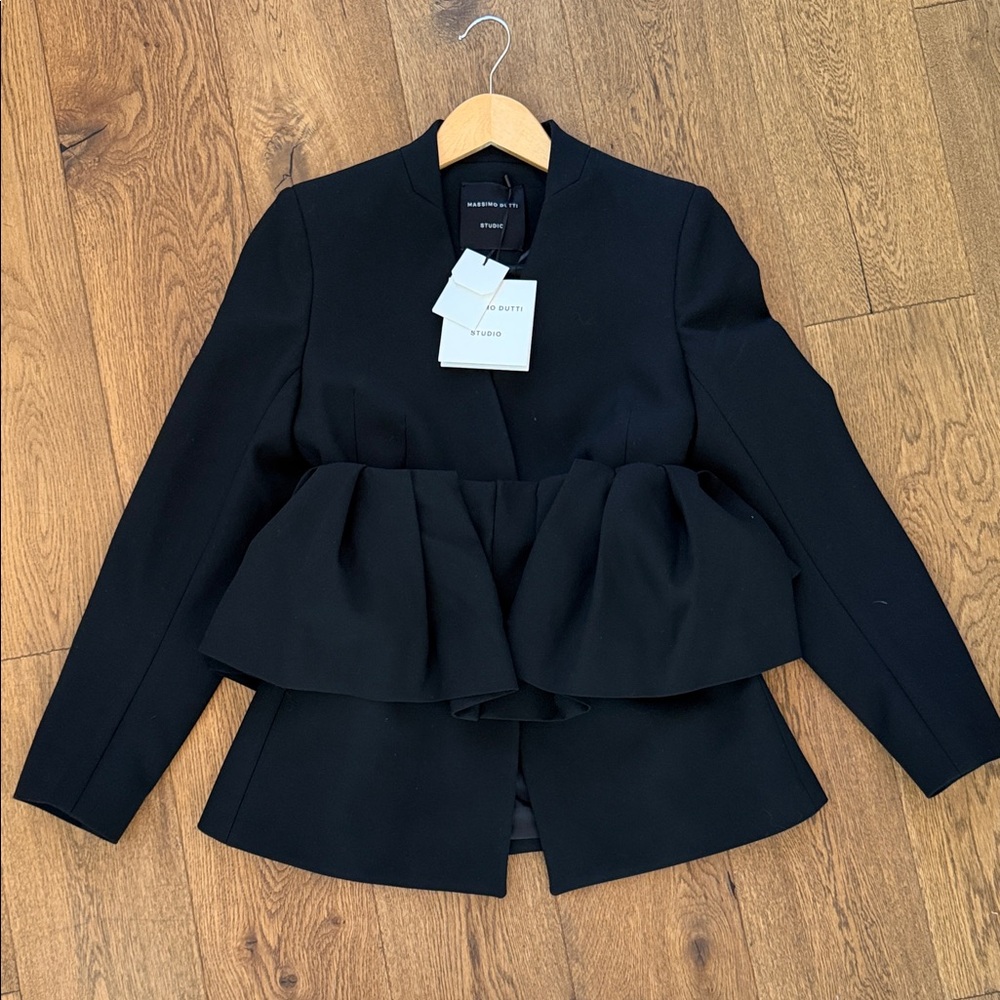 Massimo Dutti Black Peplum Blazer Jacket